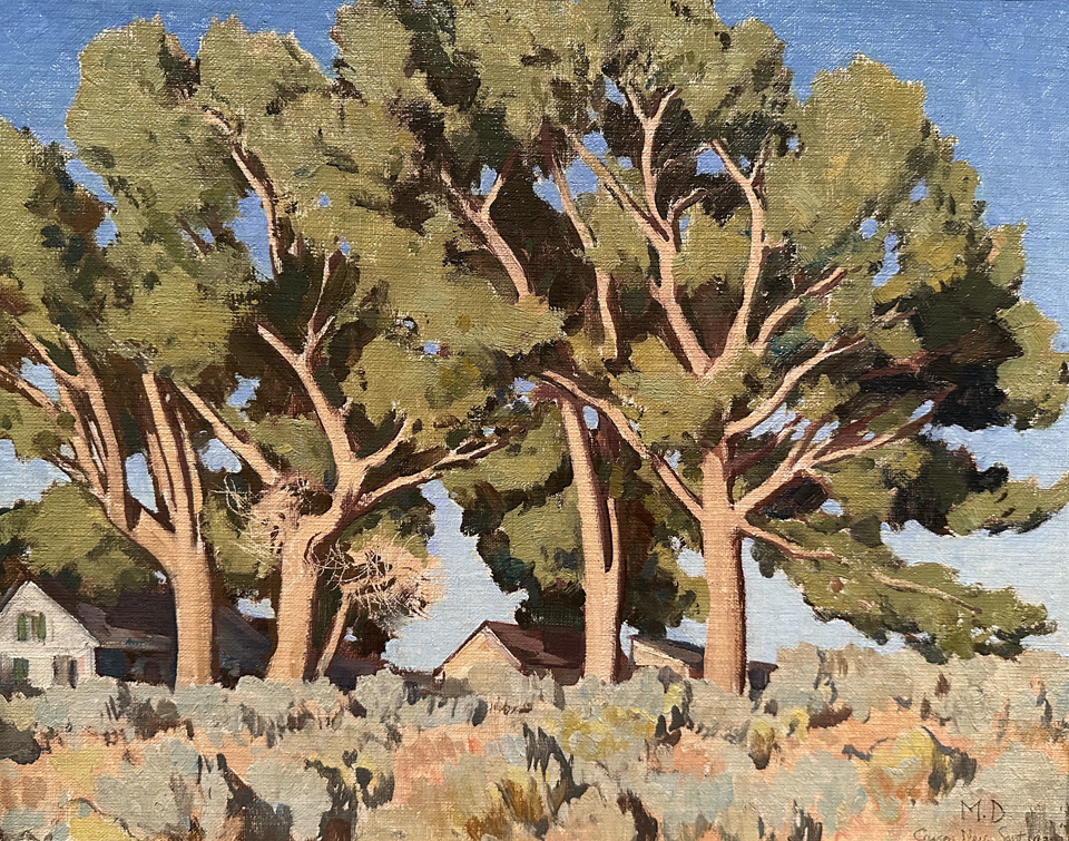 Maynard Dixon, Sage and Cottonwoods (Carson City, NV) 1932, collection of David Dee Fine Arts, Salt Lake City, UT