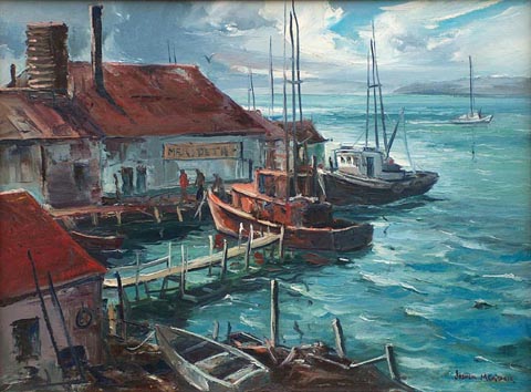 Joshua Meador, Bodega Dock #807 oil on linen, 18 x 24 Sold by our Gallery, Private Collection