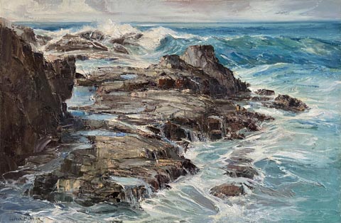 Joshua Meador, Caspar Point II, 24 x 36,  Bodega Bay Heritage Gallery Collection