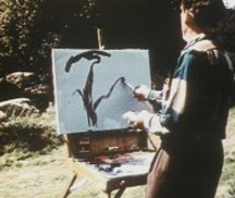 Joshua Meador painting in the film Four Artists Paint One Tree