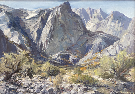 Joshua Meador 1911-1965, "Glacier" #1,001 Oil on Linen, 24 x 34  $9,500 (near the Pine Tree tungsten mine, Eastern Sierra near Lone Pine, CA) 