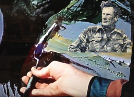 Josh demonstrating his palette knife technique  in the 1958 Disney short film, 4 Artists Paint 1 Tree.