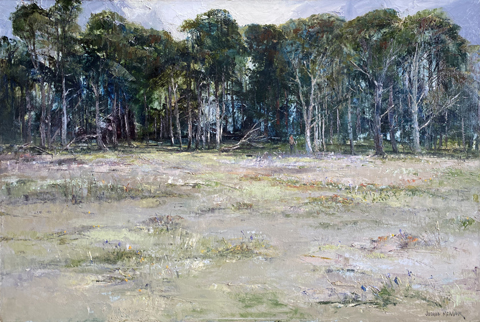 Joshua Meador, Perimeter, 27 x 40 (eucalyptus bordering Meador's Caspar home), Meador Family Collection