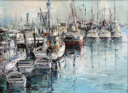 Joshua Meador San Pedro Boats, Oil on linen, 22 x 30, $8,000