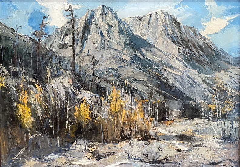 Joshua Meador 1911-1965, "Sierra Wilds" #1103 (Mt Whitney from near Lone Pine, CA) Oil on Linen, 24 x 34  $9,500