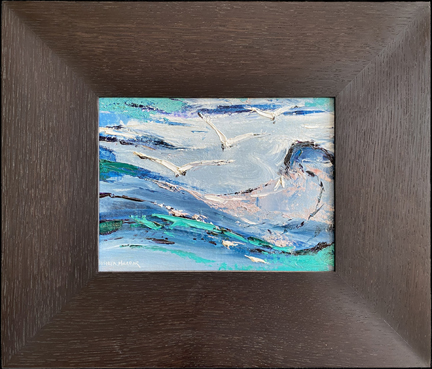 Joshua Meador 1911-1965, Wave Surfing Gulls, Oil on board, 6 x 8, $1,500