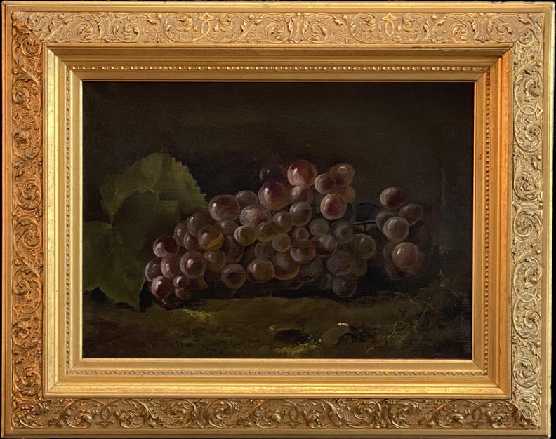 Nellie Moody, 19th century Sonoma artist, Sonoma Grapes still life, 1877