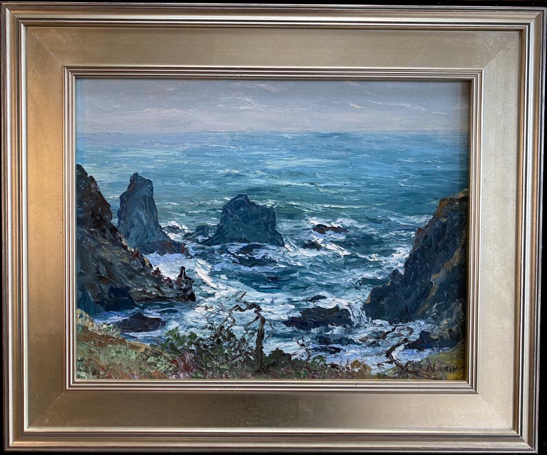 Louis Nagy, a painting of the California Coast off Gualal in Northern Sonoma County