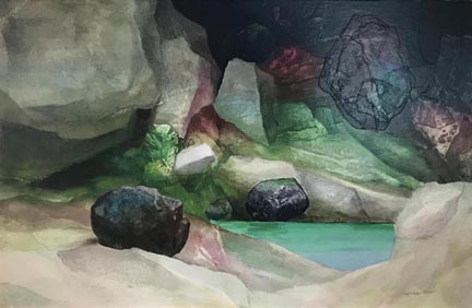 Alexander Nepote, Green Pool Grotto layerist painting