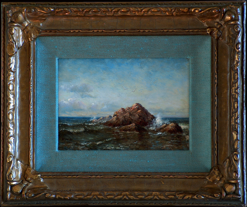 Kate Newhall Beach Rock and Gulls with Frame