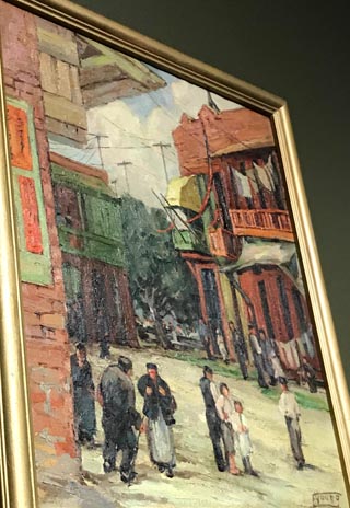 Florence Young, 1872-1974 Chinatown scene with figures, c1932