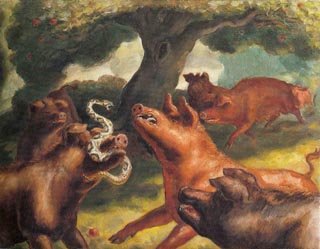 John Steuart Curry (1897-1946), Hogs Killing a Snake, 1930