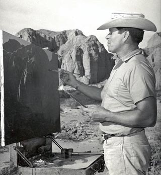 Robert Rishell painting plein air in the desert