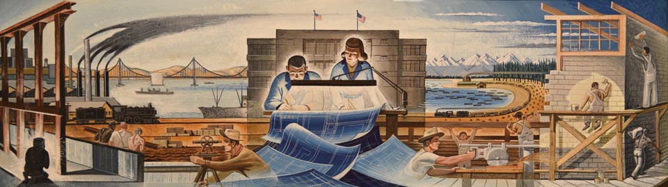 Robert Rishell Progress through Labor Mural, located in the State Building and Construction Trades Offices, Sacramento, California