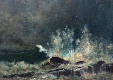 John Appleton Brown, 1844 - 1902, Crashing Waves, oil on canvas, 30 x 40