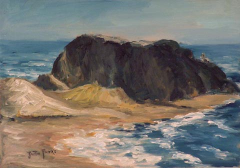 Justin Faivre 1902-1990, Sonoma Coast, Goat Rock, oil on canvas board, 10 x 14