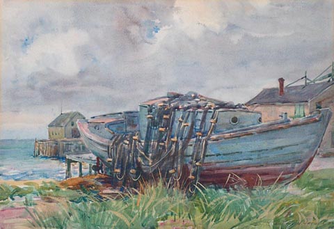 Arthur Merton Hazard 1872-1930, Seine Boat Provincetown, 1922, Watercolor, 13 1/8 x 19 1/4