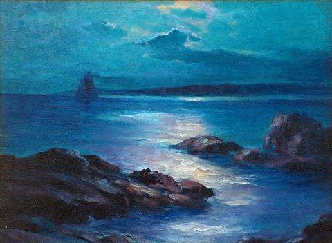 Leon Lundmark 1875-1942, Moonllight, oil on canvas board, 12 x 16