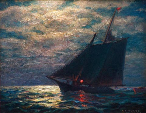 James Gale Tyler 1855-1931 Sailboat and Dory, oil on board, 8 x 10