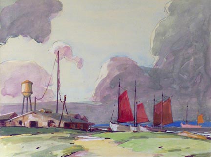 Karl Schmidt, Sailboats on a Beach