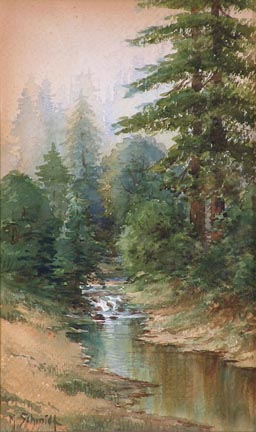 Marius Schmidt, California Redwoods and Stream