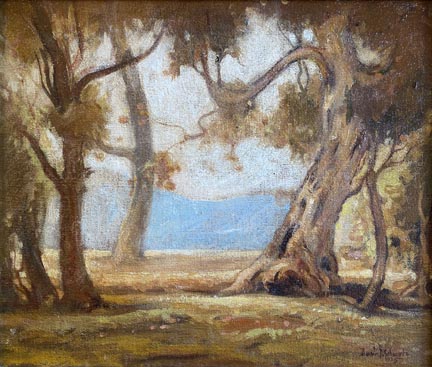 Davis Francis Schwartz, California landscape with trees, 1935