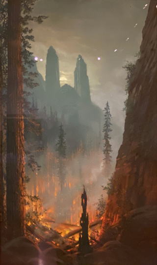 Forest Fire in Moonlit Landscape, Yosemite Jules Tavernier, 1886