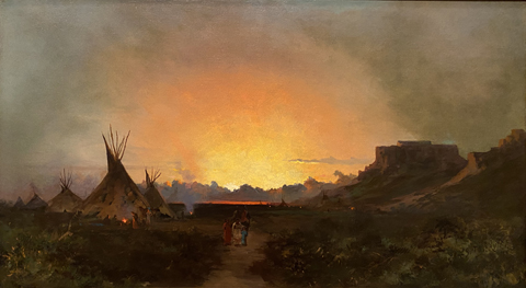 A Sunset in Wyoming, Jules Tavernier, 1889 This is the last painting completed by Tavernier, done in his Honolulu studio the same year of his untimely death. Painting from sketcches and memory, one can only wonder if Tavernier was trying to retrieve some of his earlier accomplishments as an artist, redeeming himself  from his descent into the vortex of alcoholism.