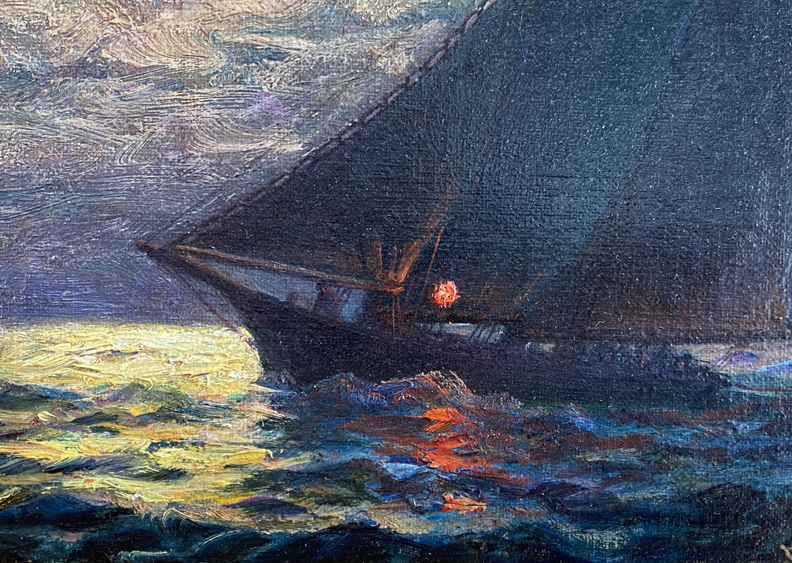 James Gale Tyler, Sailboat and Dory, nocturne / closeup