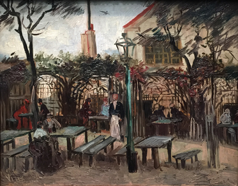 La Guinguette a Montmartre Le Billard  en bois devenu La bonne franquette, (Terrace of a Cafe on Montmartre)  1886, Vincent Van Gogh, Musee d'Orsay, Paris