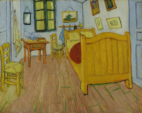 Bedroom at Arles, October 1888, Vincent Van Gogh part of the 2011 exhibition "Van Gogh, Gauguin, Cezanne and Beyond: Post Impressionism Masterpieces from  he Musee d'Orsay" at the de Young Museum, San Francisco (from the collection of the Van Gogh Museum, Amsterdam)