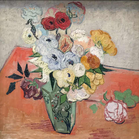 Japanese Vase with Roses and Anemones, June, 1890,  Vincent Van Gogh, Musee d'Orsay, Paris
