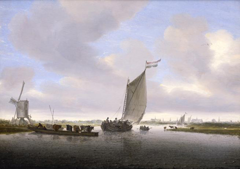 River Landscape with a Sailboat Salomon van Ruysdael