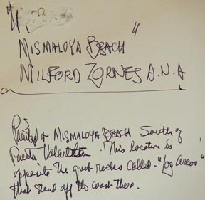 Milford Zornes At Mismaloya Title and Notes Verso