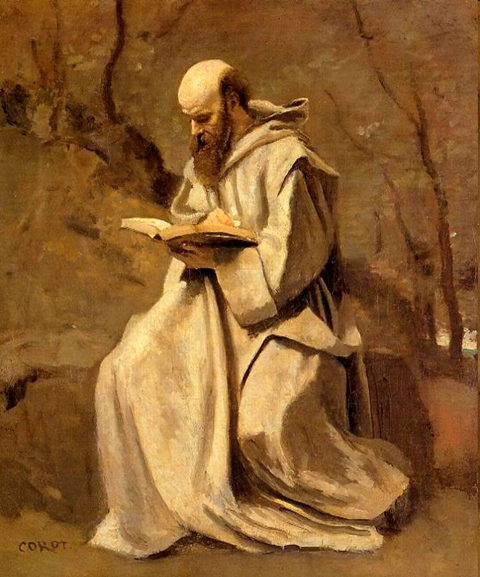 Camille Corot, Monk in White, Seated, Reading 1850 Musée du Louvre, Paris
