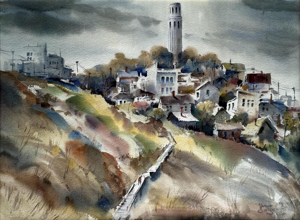 Harold Gretzner, San Francisco's Coit Tower nearly a century ago, available, Bodega Bay Heritage Gallery Collection