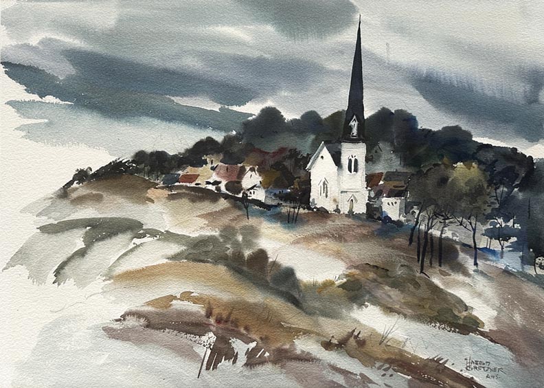 Harold Greetzner Presbyterian Church, Mendocino Watercolor 