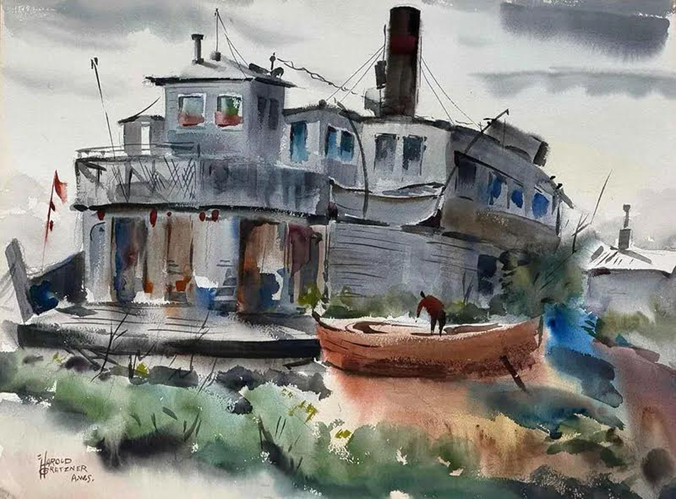 Harold Gretzner, Bayside Houseboat, Private Collection 