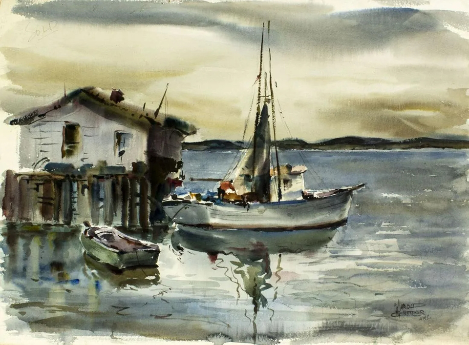 Harold Gretzner, Fisherman Heading Out, Private Collection 