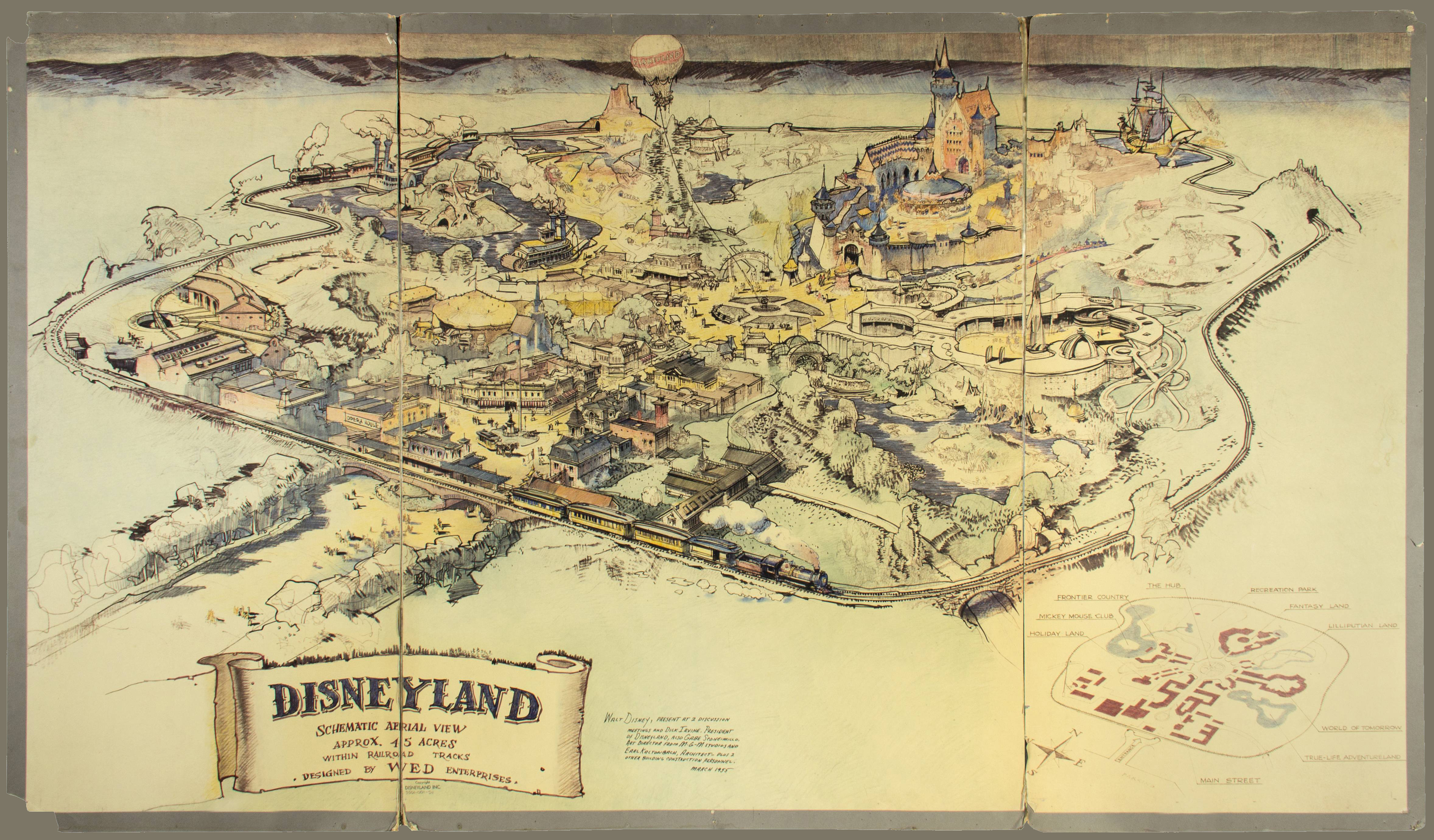 Herb Ryman's Disneyland Concept Map, 1953 -- done with Walt Disney during "the Lost Weekend"