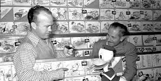 Jack Hanna with Walt Disney and Donald Duck discussing story boards