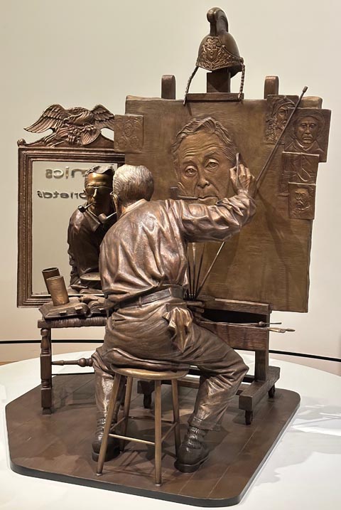 At the entrace to the Rockwell Gallery is this life-sized bronze of Rockwell's famous self portrait.
