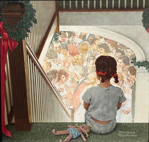 Norman Rockwell, Little Girl Looking Downstairs at a Christmas Party 1964