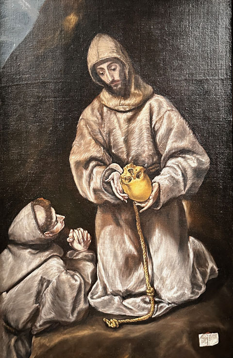 El Greco (Domenikos Theotokopoulos) 1541-1614, Greek Saint Francis of Assini in Meditation with his Brother Leo 1600-1605 Museo de Arte de Ponce, Puerto Rico