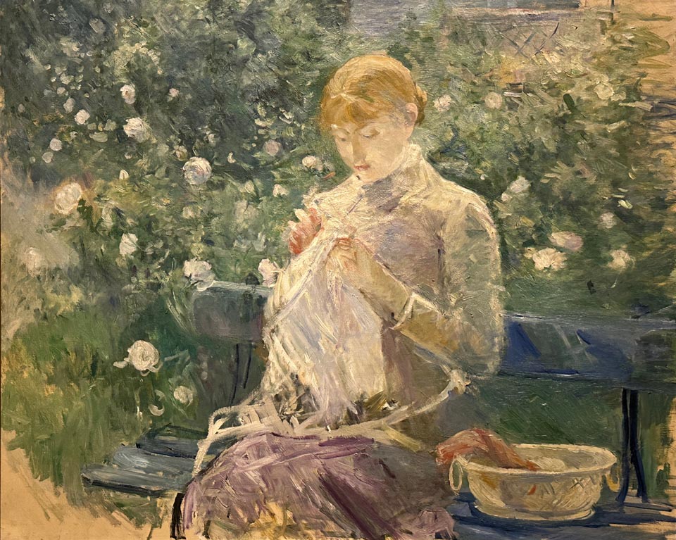 Berthe Morisot, Young Woman Knitting (Pasie in the Garden), 1881, Musée des Beaux-Arts de Pau, France