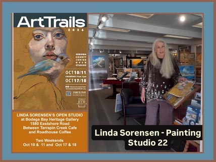 Linda Sorensen greeting visitors at the door