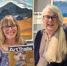 Artist Wendy Brayton visits Linida Sorensen's Studio prior to Art Trails, 1026
