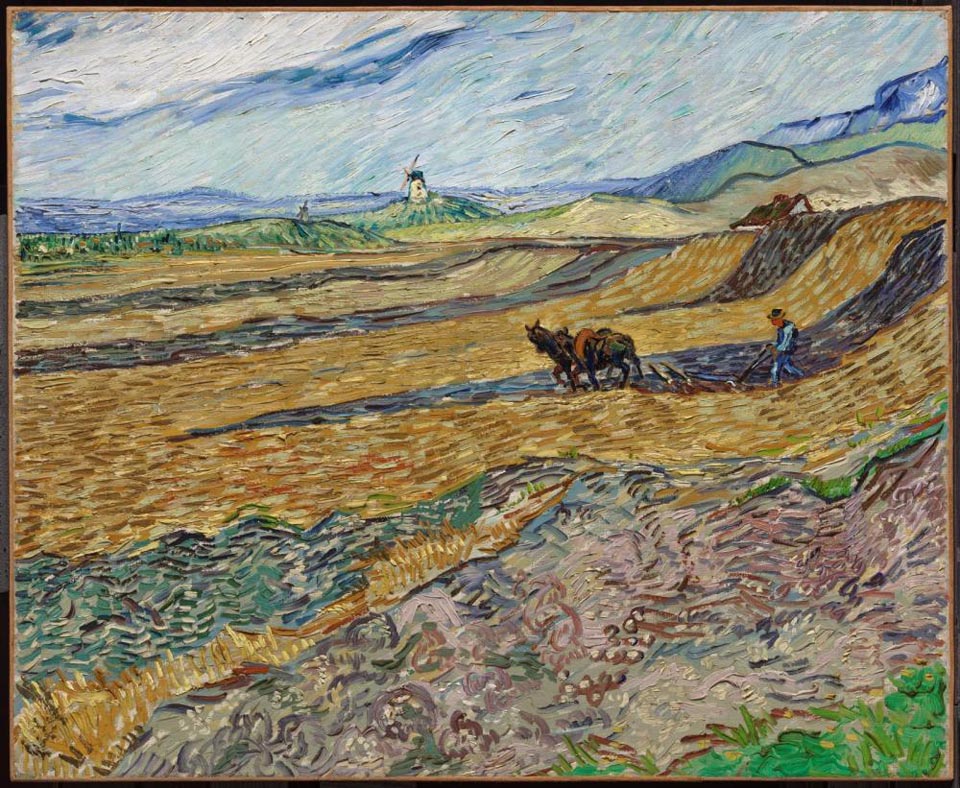 Vincent Van Gogh, Enclosed Field with Ploughman 1889, The Museum of Fine Arts, Boson, MA