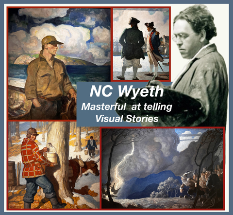 Postcard for NC Wyeth, Masterful at telling visual stories